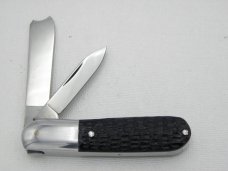 Queen Cutlery #25 Barlow black imitation jigged acrylic: 3 1/2” closed, 1993, Queen Cutlery #25 Barlow black imitation jigged acrylic: 3 1/2” closed, 1993,