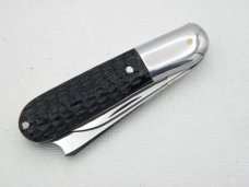 Queen Cutlery #25 Barlow black imitation jigged acrylic: 3 1/2” closed, 1993, Queen Cutlery #25 Barlow black imitation jigged acrylic: 3 1/2” closed, 1993,