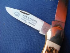 Vintage Carl Schlieper German Eye GX-DS Fat & Gnarly Stag Copperhead With Two Hammered Forged Blades