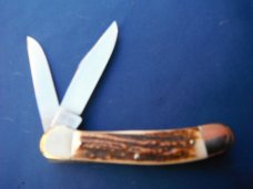 Vintage Carl Schlieper German Eye GX-DS Fat & Gnarly Stag Copperhead With Two Hammered Forged Blades Vintage Carl Schlieper German Eye GX-DS Fat & Gnarly Stag Copperhead With Two Hammered Forged Blades