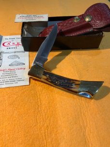 CASE XX USA,1980 10 dot 5197L SSP STAG SHARK TOOTH LOCKBACK KNIFE CASE XX USA,1980 10 dot 5197L SSP STAG SHARK TOOTH LOCKBACK KNIFE