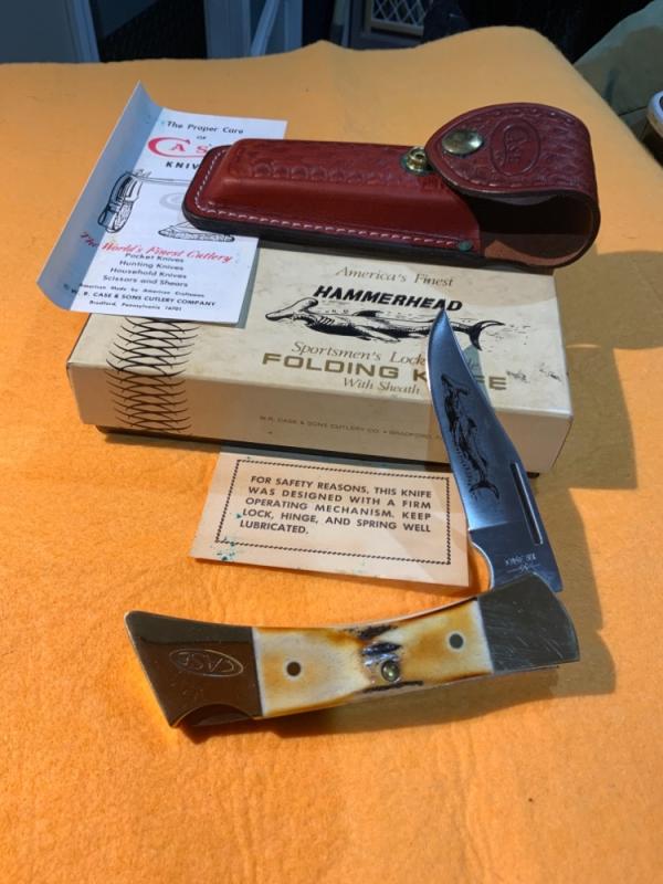 CASE XX USA,1980 10 dot 5159L SSP STAG HAMMERHEAD LOCKBACK KNIFE CASE XX USA,1980 10 dot 5159L SSP STAG HAMMERHEAD LOCKBACK KNIFE