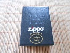 Zippo Antique Brass Lighter Original Box-Never Used