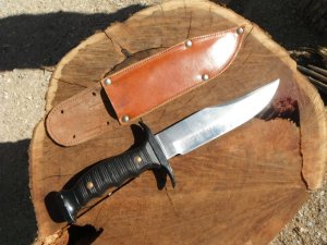 Alce 7" fixed blade knife with leather sheath,  made in Spain 