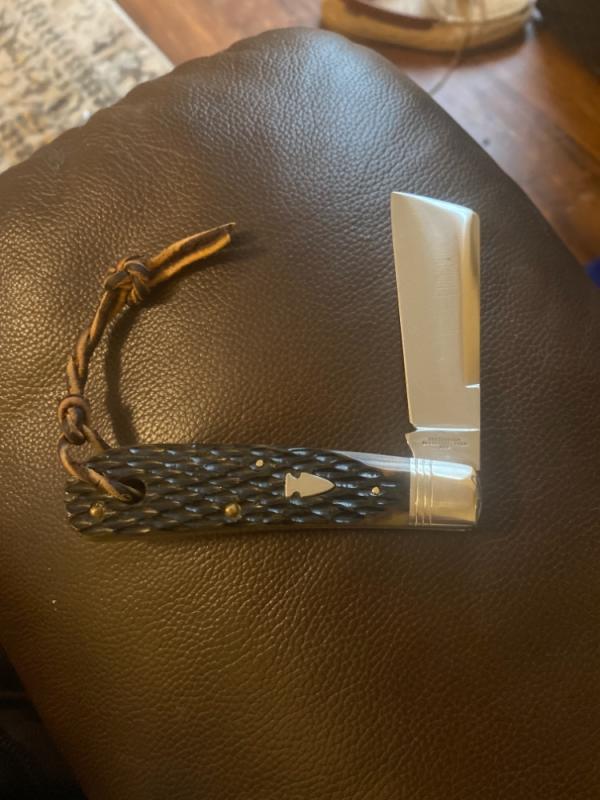 Northwoods Gladstone Michigan USA Green Jigged Bone Handles With Lanyard & File & Wire Type Blade
