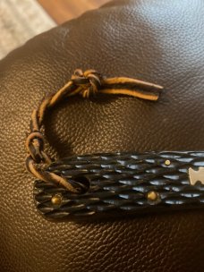 Northwoods Gladstone Michigan USA Green Jigged Bone Handles With Lanyard & File & Wire Type Blade