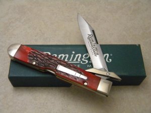 Remington USA 2007 Red Bone R1373 Bullet Swing Guard Lockback Knife in Box
