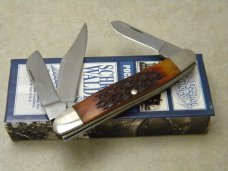 Schrade Walden USA (Taylor Cutlery) Amber Bone SWAJB47 Everlastingly Sharp Stockman Knife - NIB