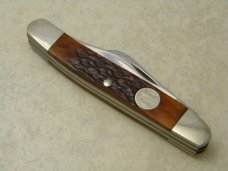 Schrade Walden USA (Taylor Cutlery) Amber Bone SWAJB47 Everlastingly Sharp Stockman Knife - NIB