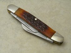 Schrade Walden USA (Taylor Cutlery) Amber Bone SWAJB47 Everlastingly Sharp Stockman Knife - NIB