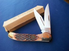 NOS/NIB Pine Knot Brand Copperhead Pocket Knife Brown Jigged Bone. New in Box NOS/NIB Pine Knot Brand Copperhead Pocket Knife Brown Jigged Bone. New in Box