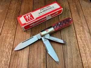 Henckels 3 Blade Barlow Red Rope Jigged Bone Made by Boker in Solingen Germany