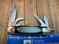 A.G. Russell Premium Scout Knife Black Linen Micarta Handles with 154-CM Blades Made in USA