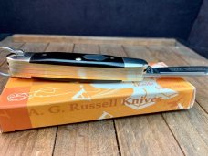 A.G. Russell Premium Scout Knife Black Linen Micarta Handles with 154-CM Blades Made in USA