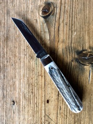 A Wright & Son Small Lambsfoot Pocket Knife w/Stag Scales, Filed Back Spring and Lambsfoot Blade.