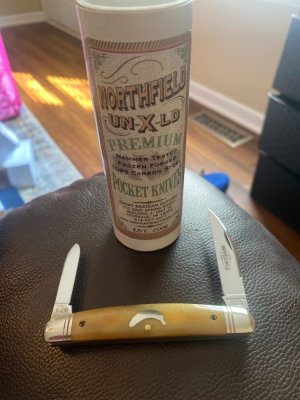 GEC Northfeild UN-X-LD 620220 Ripe Banana Camel Bone With Fluted Bolsters & Two Blades New In Tube
