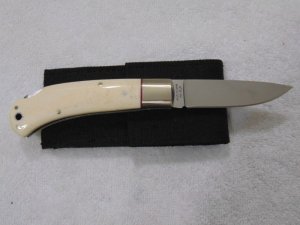 Vintage A.G. RUSSELL Smooth Bone Lock Back Folding Knife ATS-34 JAPAN MADE