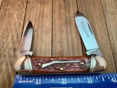 Winchester Rifle Series Canoe Burnt Orange Jigged Bone Queen Made 1998 Winchester Rifle Series Canoe Burnt Orange Jigged Bone Queen Made 1998