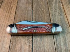 Winchester Rifle Series Canoe Burnt Orange Jigged Bone Queen Made 1998 Winchester Rifle Series Canoe Burnt Orange Jigged Bone Queen Made 1998