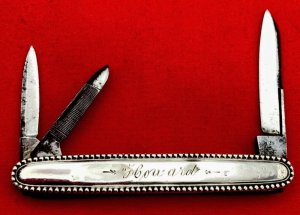 Vintage EMPIRE WINSTED Sterling Silver Splitback Whittler Folding Pocket Knife c.1856-1930