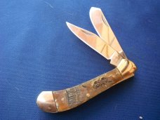 Steel Warrior Folding Pocket Knife W/ Beautiful Rams horn scales. Never Used Condition. 