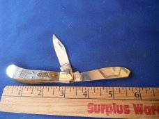 Steel Warrior Folding Pocket Knife W/ Beautiful Rams horn scales. Never Used Condition. 