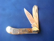 Steel Warrior Folding Pocket Knife W/ Beautiful Rams horn scales. Never Used Condition. 