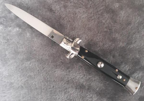Vintage 8" INOX stiletto Italy Black Acrylic NOS!