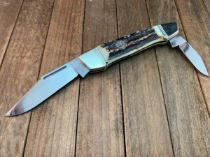 Hen and Rooster Gunboat Canoe With Premium Stag Solingen Germany