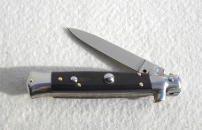 FRANK BELTRAME 8" COLTELLERIE ITALY BLACK ACRYLIC FLAT GRIND STILETTO - MINT CONDITION