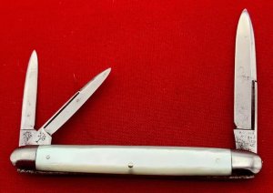 H BOKER & CO’S 3-Blade Splitback Whittler Pocket Knife c.1869-1910 Mother-of-Pearl