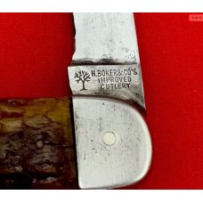 Vintage H BOKER & CO’S Equal End Pen Folding Pocket Knife c.1920’s-1930’s Bone  4 1/8” Long