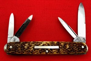 Vintage H. BOKER & CO’S 4-Blade Equal End Pen Folding Pocket Knife c.1891-1944 Bone