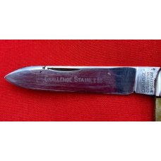 Vintage CHALLENGE STAINLESS Equal End Senator Pen Folding Pocket Knife Blade Etch c.1905-1928 Vintage CHALLENGE STAINLESS Equal End Senator Pen Folding Pocket Knife Blade Etch c.1905-1928