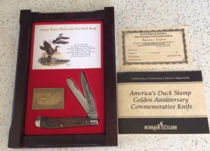 VINTAGE SCHRADE USA “1st EDITION” “50th/GOLDEN ANNIVERSARY DUCK STAMP” TRAPPER/NOS/LTD EDITION/SWEET