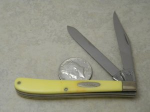 Case XX USA 10 Dot Yellow 32048 Slimline Trapper Farmers Jack Knife