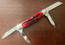 Marbles MSA Congress Knife, Red Jigged Bone Handle, USA Made In 2001, New Marbles MSA Congress Knife, Red Jigged Bone Handle, USA Made In 2001, New