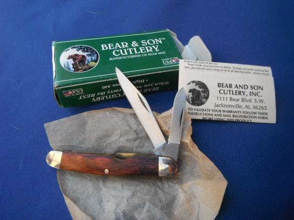 Discontinued Bear & Son 2 Blade Jack w/ Rosewood Handle - 3.25" Closed - 217R. Made in the USA!!! Discontinued Bear & Son 2 Blade Jack w/ Rosewood Handle - 3.25" Closed - 217R. Made in the USA!!!