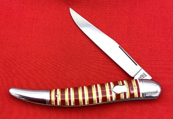 Vintage IMPERIAL PROV., R.I. Sportsmaster Outdoor Pocket Knife c.1956-1988 Candy Stripe Celluloid
