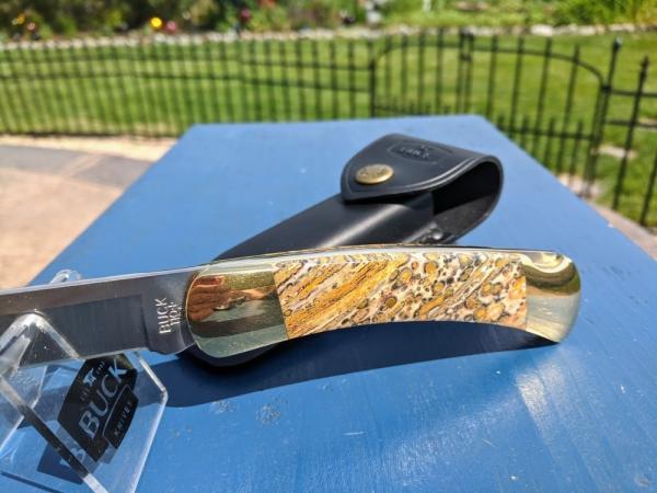 Buck 110 knife custom full slab Leopard Skin Jasper scales *NEW / Unused / Mint* Buck 110 knife custom full slab Leopard Skin Jasper scales *NEW / Unused / Mint*