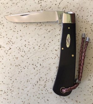 CASE XX 2010 TB71546 BACKPOCKET EBONY POCKET KNIFE w LANYARD/NOS/ “MINT”/ TB = TONY BOSE