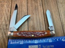 Winchester Stockman 3 1/4” Burnt Orange Jigged Bone 1995 Queen Made Winchester Stockman 3 1/4” Burnt Orange Jigged Bone 1995 Queen Made