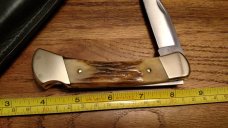 Vintage Buck Knife USA 110 4 DOT 2 PIN Bone Handle w/Leather Sheath Vintage Buck Knife USA 110 4 DOT 2 PIN Bone Handle w/Leather Sheath