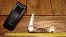 Vintage Buck Knife USA 110 4 DOT 2 PIN Bone Handle w/Leather Sheath Vintage Buck Knife USA 110 4 DOT 2 PIN Bone Handle w/Leather Sheath