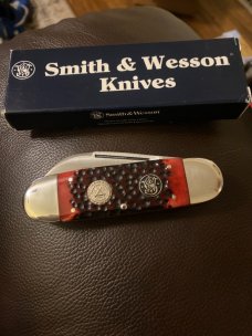 Smith & Wesson USA By Stewart A Taylor 1997 NKCA Red Bone Handle Toe/Sunfish With Two Blades NIB 