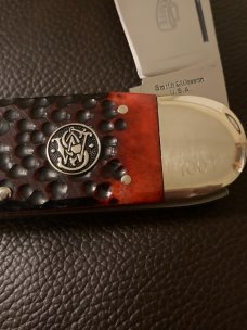 Smith & Wesson USA By Stewart A Taylor 1997 NKCA Red Bone Handle Toe/Sunfish With Two Blades NIB 