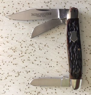 VINTAGE BONE WINCHESTER 1987 #3964 STOCKMAN POCKET KNIFE/NOS/ BEAUTIFUL 
