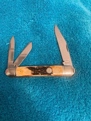 1996 Winchester USA 350101 NKCA Knife Club #167 OF 1675 Fat & Gnarly Stag Whittler With Flluted bols
