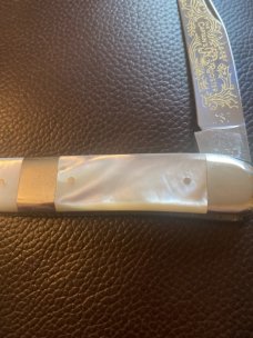 Fightin Rooster Large Toothpick Mother Of Pearl Handles With Cigar Band With Single Blade Captains R Fightin Rooster Large Toothpick Mother Of Pearl Handles With Cigar Band With Single Blade Captains R
