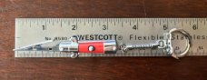 Miniature Switchblade Roach Clip Keychain, Red Wrap Handle, New 
